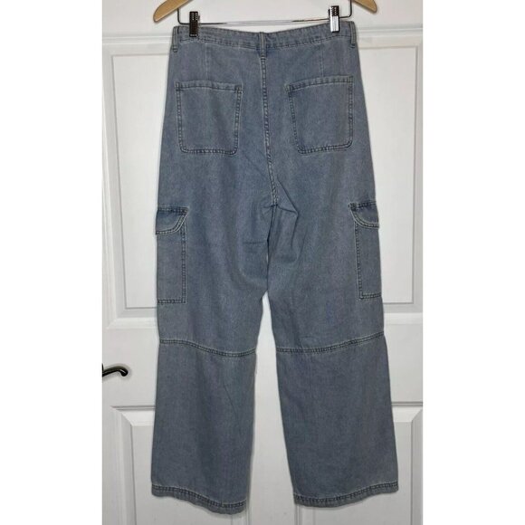 Happily Grey Juniors Size 7 - 27 Light Wash Wide Legs Denim Blue Jeans Womens - Picture 3 of 9